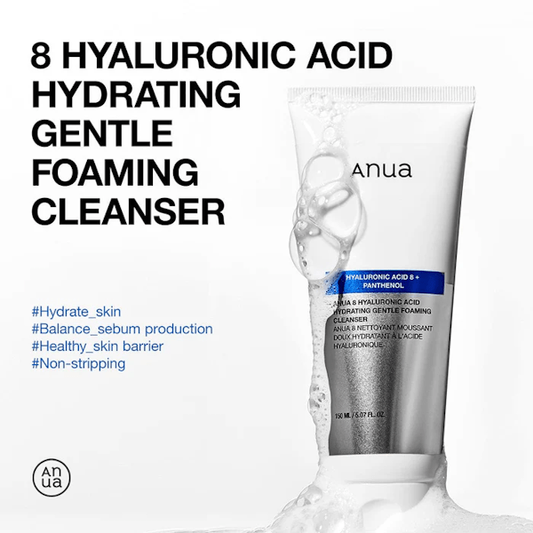 Anua 8 Hyaluronic Acid Hydrating Gentle Foaming Cleanser - Essential Korean Skincare-Be Yours-Korean Skincare
